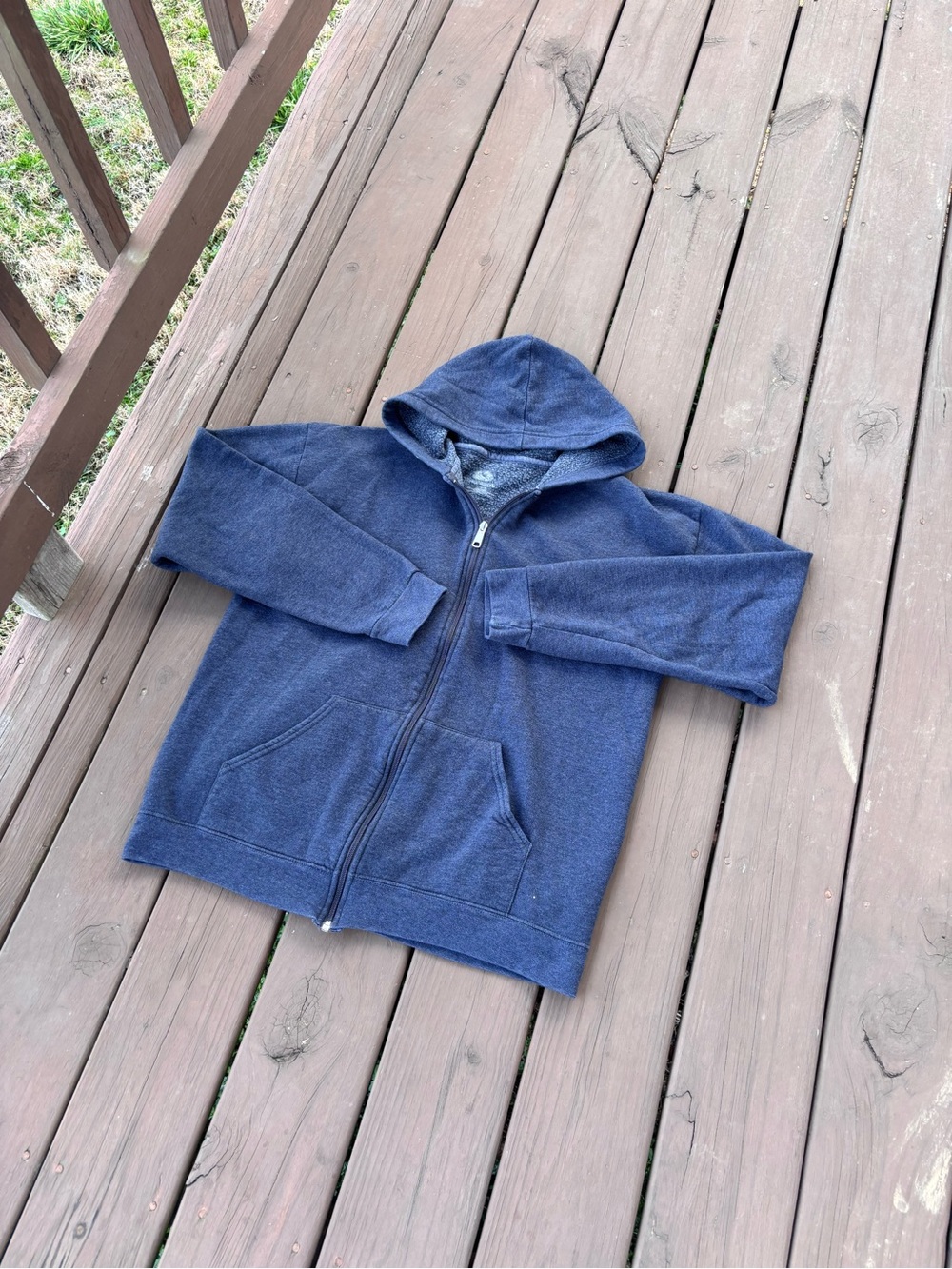 Fruit of the Loom Mens L Navy Grey Full Zip Hoodie